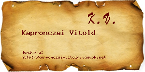 Kapronczai Vitold névjegykártya
