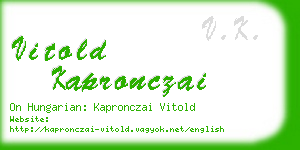 vitold kapronczai business card